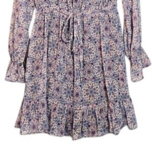 Blue Rain Women's Boho Dress With Drawstring Waist & Ruffled Hem Size L - Picture 3 of 7